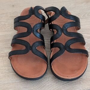 Black Strappy Slide Sandals - Casual Slip-On